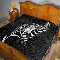 Custom Aotearoa Ice Hockey Quilt NZ Tiki Mascot - Maori Pattern
