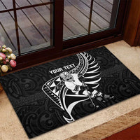 Custom Aotearoa Ice Hockey Rubber Doormat NZ Tiki Mascot - Maori Pattern LT14 - Polynesian Pride