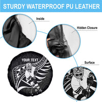 Custom Aotearoa Ice Hockey Spare Tire Cover NZ Tiki Mascot - Maori Pattern LT14 - Polynesian Pride