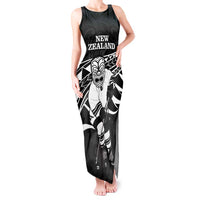 Custom Aotearoa Ice Hockey Tank Maxi Dress NZ Tiki Mascot - Maori Pattern LT14 Women Black - Polynesian Pride