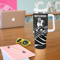Personalised Aotearoa Ice Hockey Tumbler With Handle NZ Tiki Mascot - Maori Pattern LT14 - Polynesian Pride