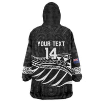 Custom Aotearoa Ice Hockey Wearable Blanket Hoodie NZ Tiki Mascot - Maori Pattern LT14 - Polynesian Pride
