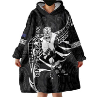 Custom Aotearoa Ice Hockey Wearable Blanket Hoodie NZ Tiki Mascot - Maori Pattern LT14 - Polynesian Pride