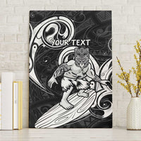 Personalised New Zealand Surfing Canvas Wall Art Aotearoa Maori Tiki Haka LT14 Without Frame Black - Polynesian Pride
