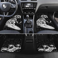 Personalised New Zealand Surfing Car Mats Aotearoa Maori Tiki Haka LT14 Set 4pcs Black - Polynesian Pride