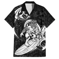Personalised New Zealand Surfing Family Matching Off Shoulder Short Dress and Hawaiian Shirt Aotearoa Maori Tiki Haka