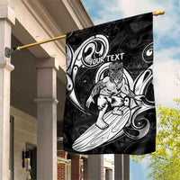 Personalised New Zealand Surfing Garden Flag Aotearoa Maori Tiki Haka LT14 House Flag Black - Polynesian Pride