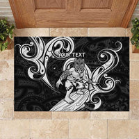 Personalised New Zealand Surfing Rubber Doormat Aotearoa Maori Tiki Haka LT14 Black - Polynesian Pride
