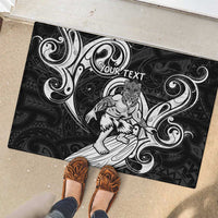 Personalised New Zealand Surfing Rubber Doormat Aotearoa Maori Tiki Haka LT14 - Polynesian Pride