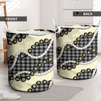 Black Palaka Hawaii Laundry Basket Kukui Nut Pikake Lei Hawaiian Tapa Pattern LT14 - Polynesian Pride