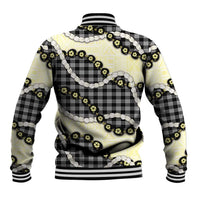 Black Palaka Hawaii Baseball Jacket Kukui Nut Pikake Lei Hawaiian Tapa Pattern LT14 - Polynesian Pride