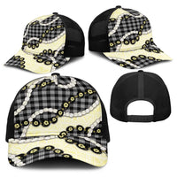 Black Palaka Hawaii Baseball Net Cap Kukui Nut Pikake Lei Hawaiian Tapa Pattern LT14 - Polynesian Pride