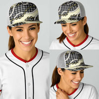 Black Palaka Hawaii Baseball Net Cap Kukui Nut Pikake Lei Hawaiian Tapa Pattern - Polynesian Pride