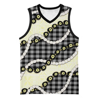Black Palaka Hawaii Basketball Jersey Kukui Nut Pikake Lei Hawaiian Tapa Pattern LT14 Unisex Black - Polynesian Pride