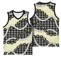Black Palaka Hawaii Basketball Jersey Kukui Nut Pikake Lei Hawaiian Tapa Pattern LT14 - Polynesian Pride