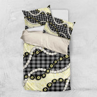 Black Palaka Hawaii Bedding Set Kukui Nut Pikake Lei Hawaiian Tapa Pattern - Polynesian Pride