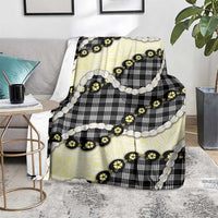 Black Palaka Hawaii Blanket Kukui Nut Pikake Lei Hawaiian Tapa Pattern - Polynesian Pride