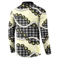 Black Palaka Hawaii Button Sweatshirt Kukui Nut Pikake Lei Hawaiian Tapa Pattern LT14 - Polynesian Pride