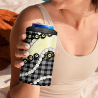 Black Palaka Hawaii 4 in 1 Can Cooler Tumbler Kukui Nut Pikake Lei Hawaiian Tapa Pattern - Polynesian Pride