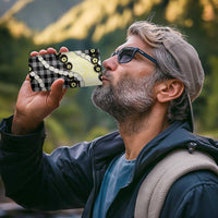 Black Palaka Hawaii 4 in 1 Can Cooler Tumbler Kukui Nut Pikake Lei Hawaiian Tapa Pattern - Polynesian Pride