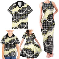 Black Palaka Hawaii Family Matching Tank Maxi Dress and Hawaiian Shirt Kukui Nut Pikake Lei Hawaiian Tapa Pattern - Polynesian Pride