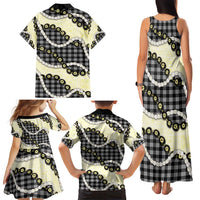 Black Palaka Hawaii Family Matching Tank Maxi Dress and Hawaiian Shirt Kukui Nut Pikake Lei Hawaiian Tapa Pattern - Polynesian Pride