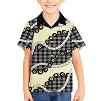 Black Palaka Hawaii Hawaiian Shirt Kukui Nut Pikake Lei Hawaiian Tapa Pattern LT14 - Polynesian Pride