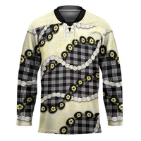 Black Palaka Hawaii Hockey Jersey Kukui Nut Pikake Lei Hawaiian Tapa Pattern LT14 Unisex Black - Polynesian Pride