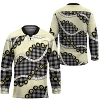Black Palaka Hawaii Hockey Jersey Kukui Nut Pikake Lei Hawaiian Tapa Pattern LT14 - Polynesian Pride