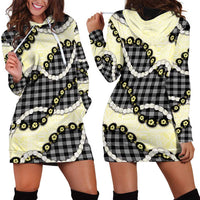Black Palaka Hawaii Hoodie Dress Kukui Nut Pikake Lei Hawaiian Tapa Pattern LT14 - Polynesian Pride
