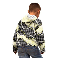 Black Palaka Hawaii Kid Hoodie Kukui Nut Pikake Lei Hawaiian Tapa Pattern - Polynesian Pride