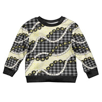 Black Palaka Hawaii Kid Ugly Christmas Sweater Kukui Nut Pikake Lei Hawaiian Tapa Pattern LT14 Kid Black - Polynesian Pride