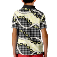 Black Palaka Hawaii Kid Polo Shirt Kukui Nut Pikake Lei Hawaiian Tapa Pattern LT14 - Polynesian Pride