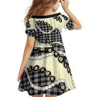 Black Palaka Hawaii Kid Short Sleeve Dress Kukui Nut Pikake Lei Hawaiian Tapa Pattern LT14 - Polynesian Pride