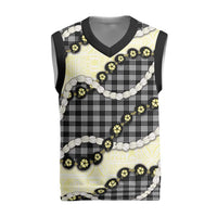 Black Palaka Hawaii Christmas Knitted V-Neck Vest Kukui Nut Pikake Lei Hawaiian Tapa Pattern LT14 Black - Polynesian Pride