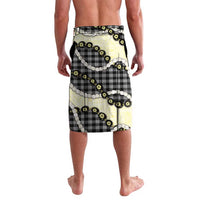 Black Palaka Hawaii Lavalava Kukui Nut Pikake Lei Hawaiian Tapa Pattern - Polynesian Pride