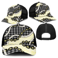 Black Palaka Hawaii Mesh Trucker Cap Kukui Nut Pikake Lei Hawaiian Tapa Pattern LT14 - Polynesian Pride
