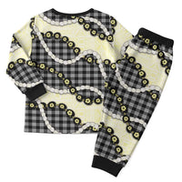 Black Palaka Hawaii Christmas Pajama Set Kukui Nut Pikake Lei Hawaiian Tapa Pattern LT14 - Polynesian Pride