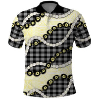 Black Palaka Hawaii Polo Shirt Kukui Nut Pikake Lei Hawaiian Tapa Pattern LT14 Black - Polynesian Pride