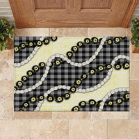 Black Palaka Hawaii Rubber Doormat Kukui Nut Pikake Lei Hawaiian Tapa Pattern LT14 Black - Polynesian Pride