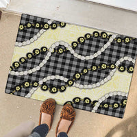 Black Palaka Hawaii Rubber Doormat Kukui Nut Pikake Lei Hawaiian Tapa Pattern LT14 - Polynesian Pride