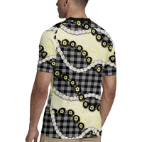 Black Palaka Hawaii Rugby Jersey Kukui Nut Pikake Lei Hawaiian Tapa Pattern LT14 - Polynesian Pride