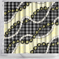 Black Palaka Hawaii Shower Curtain Kukui Nut Pikake Lei Hawaiian Tapa Pattern - Polynesian Pride