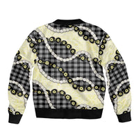 Black Palaka Hawaii Sleeve Zip Bomber Jacket Kukui Nut Pikake Lei Hawaiian Tapa Pattern LT14 - Polynesian Pride