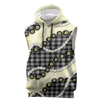Black Palaka Hawaii Sleeveless Hoodie Kukui Nut Pikake Lei Hawaiian Tapa Pattern LT14 Black - Polynesian Pride