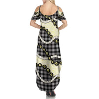 Black Palaka Hawaii Summer Maxi Dress Kukui Nut Pikake Lei Hawaiian Tapa Pattern LT14 - Polynesian Pride