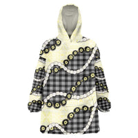 Black Palaka Hawaii Wearable Blanket Hoodie Kukui Nut Pikake Lei Hawaiian Tapa Pattern LT14 One Size Black - Polynesian Pride