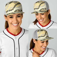Yellow Palaka Hawaii Baseball Net Cap Kukui Nut Pikake Lei Hawaiian Tapa Pattern - Polynesian Pride