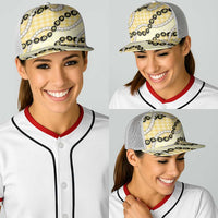 Yellow Palaka Hawaii Baseball Net Cap Kukui Nut Pikake Lei Hawaiian Tapa Pattern LT14 - Polynesian Pride
