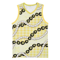 Yellow Palaka Hawaii Basketball Jersey Kukui Nut Pikake Lei Hawaiian Tapa Pattern LT14 Unisex Yellow - Polynesian Pride
